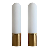Opaque glass and brass wall light by Limburg, Germany, 1970.