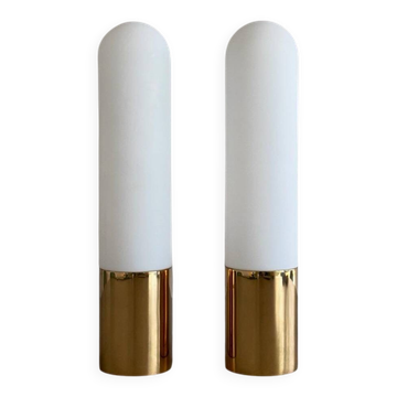 Opaque glass and brass wall light by Limburg, Germany, 1970.