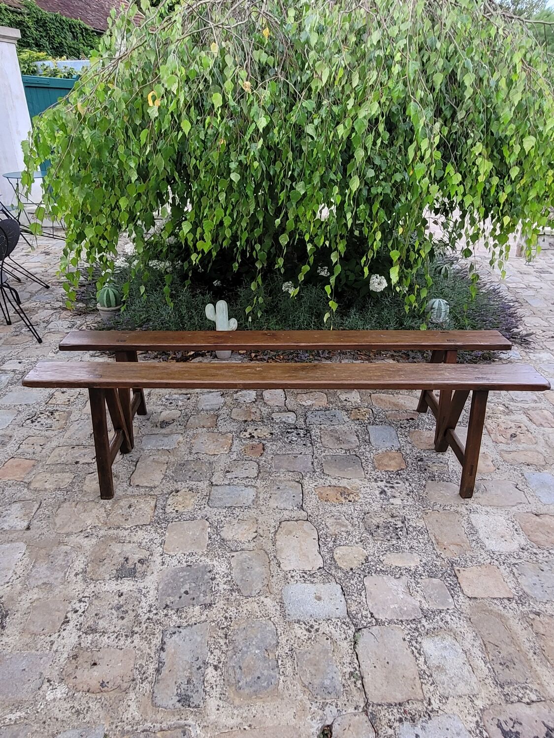 Pair of solid oak benches
