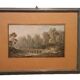 Old watercolour on paper from the early 19th century – landscape with aqueduct and bridge.