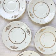 Vintage tea set in golden white porcelain CHAUVIGNY LIMOGES