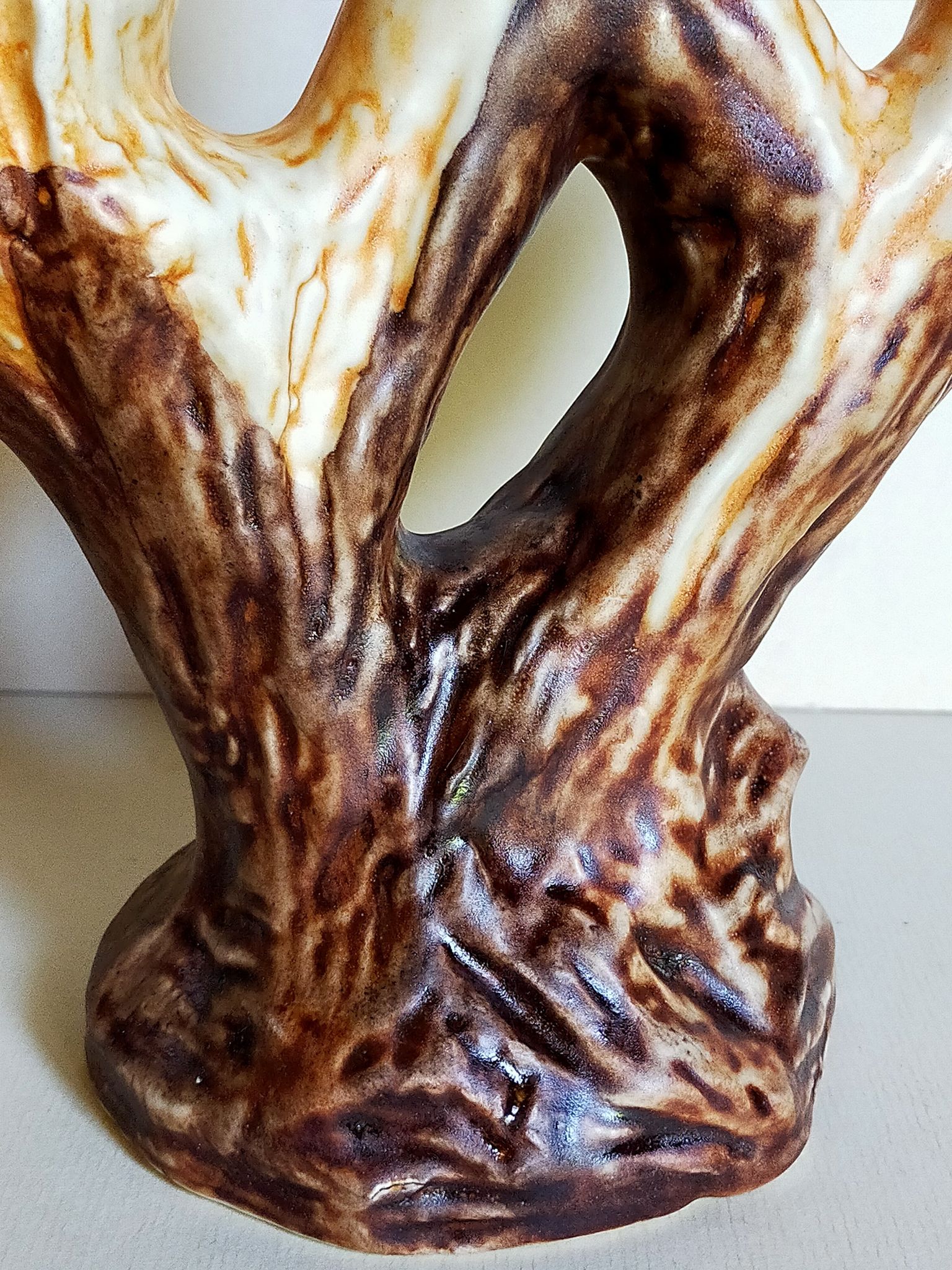 Bougeoir céramique faux-bois années 50