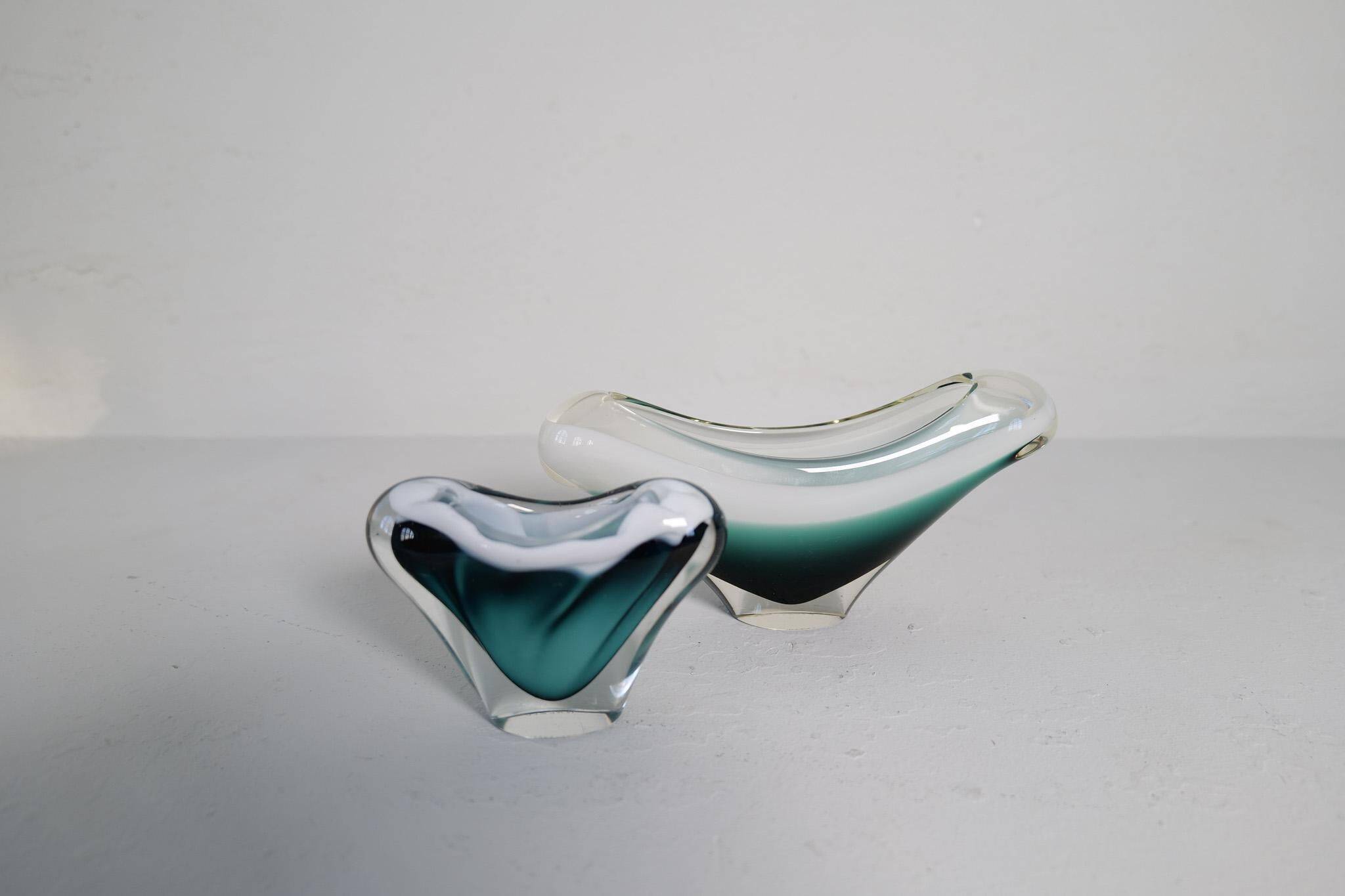 Set of 6 pieces of modern mid-century art glass "Shell", Flygfors Sweden 1955