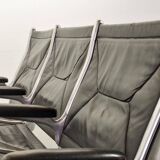 Charles Eames Black Leather 3-Seat Tandem Sling Airport Bench Herman Miller