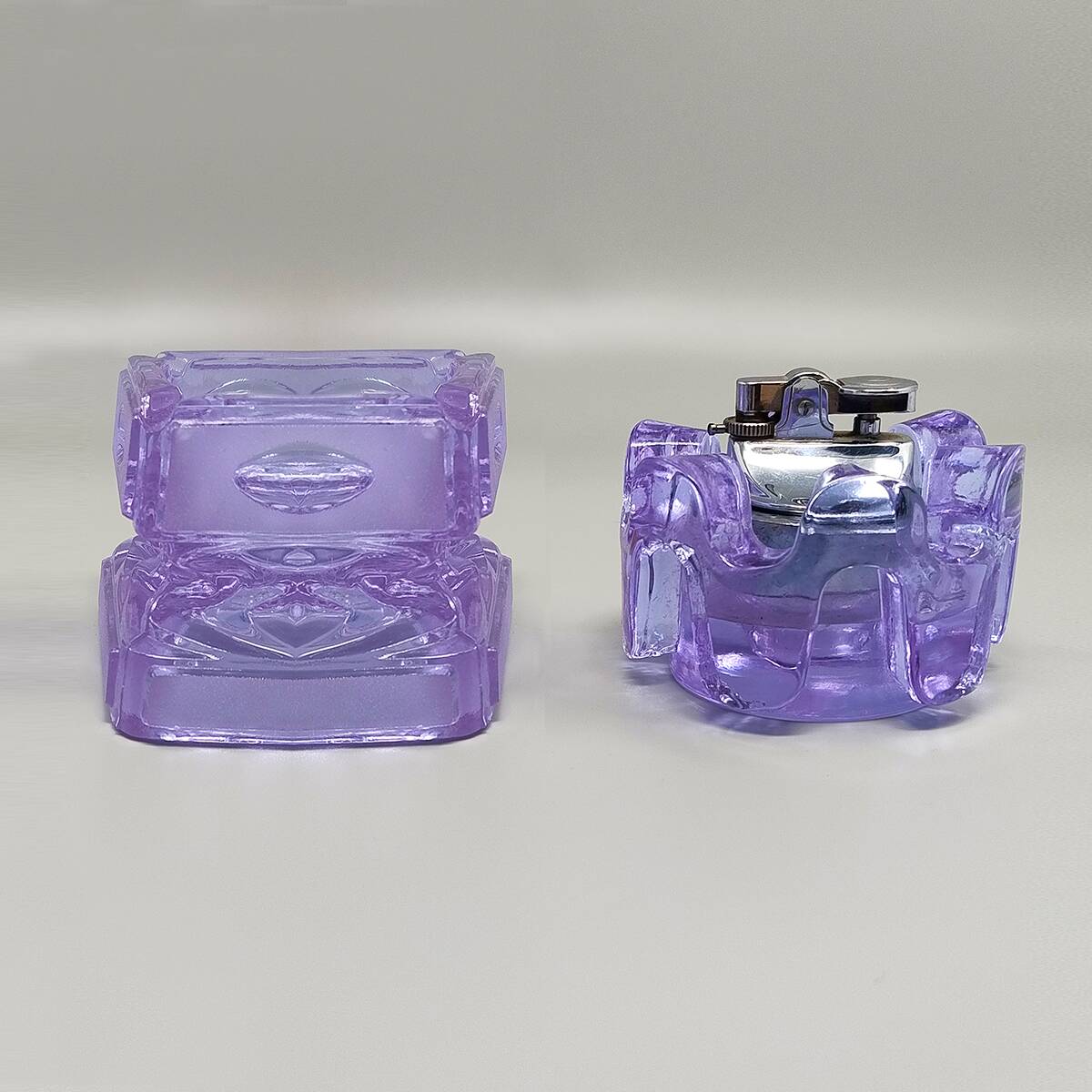 1970s Stunning Purple Smoking Set By Antonio Imperatore in Murano Glass. Ma