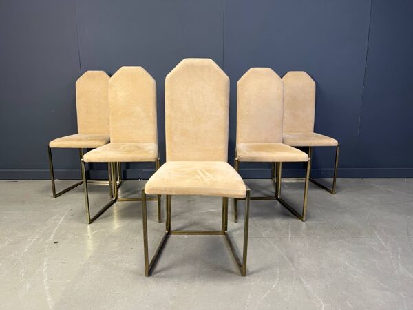 Chaises de salle à manger en laiton vintage par Belgochrom, années 1970.