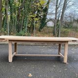 Extendable renovated 20th century oak farmhouse dining table, 200-280cm