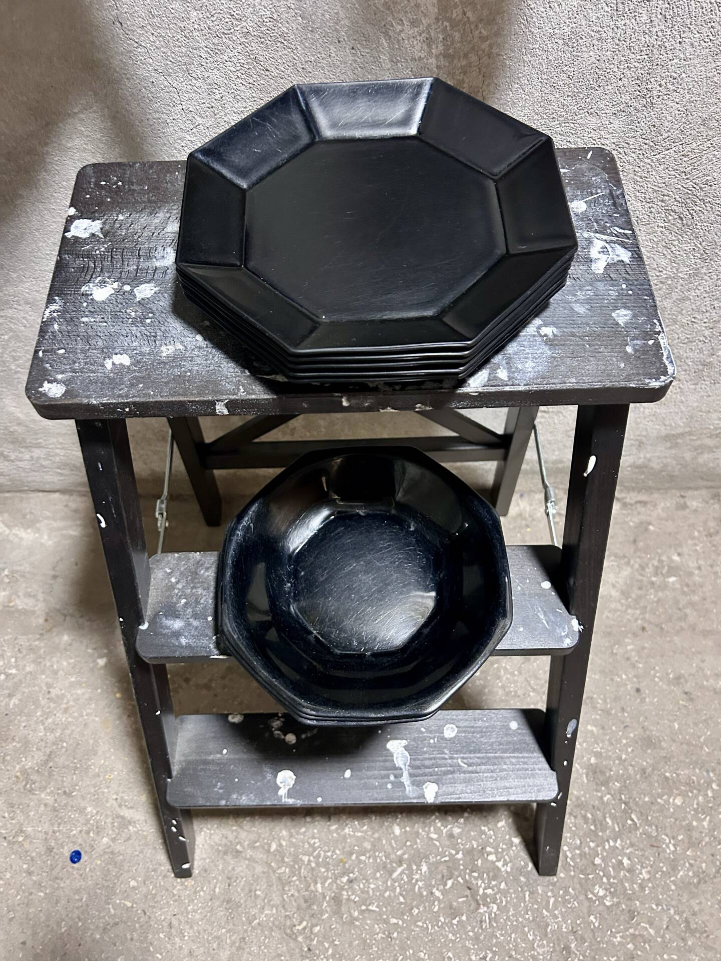 Vintage black Arcoroc plates