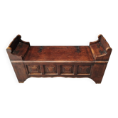 Wooden bench, chestnut chest