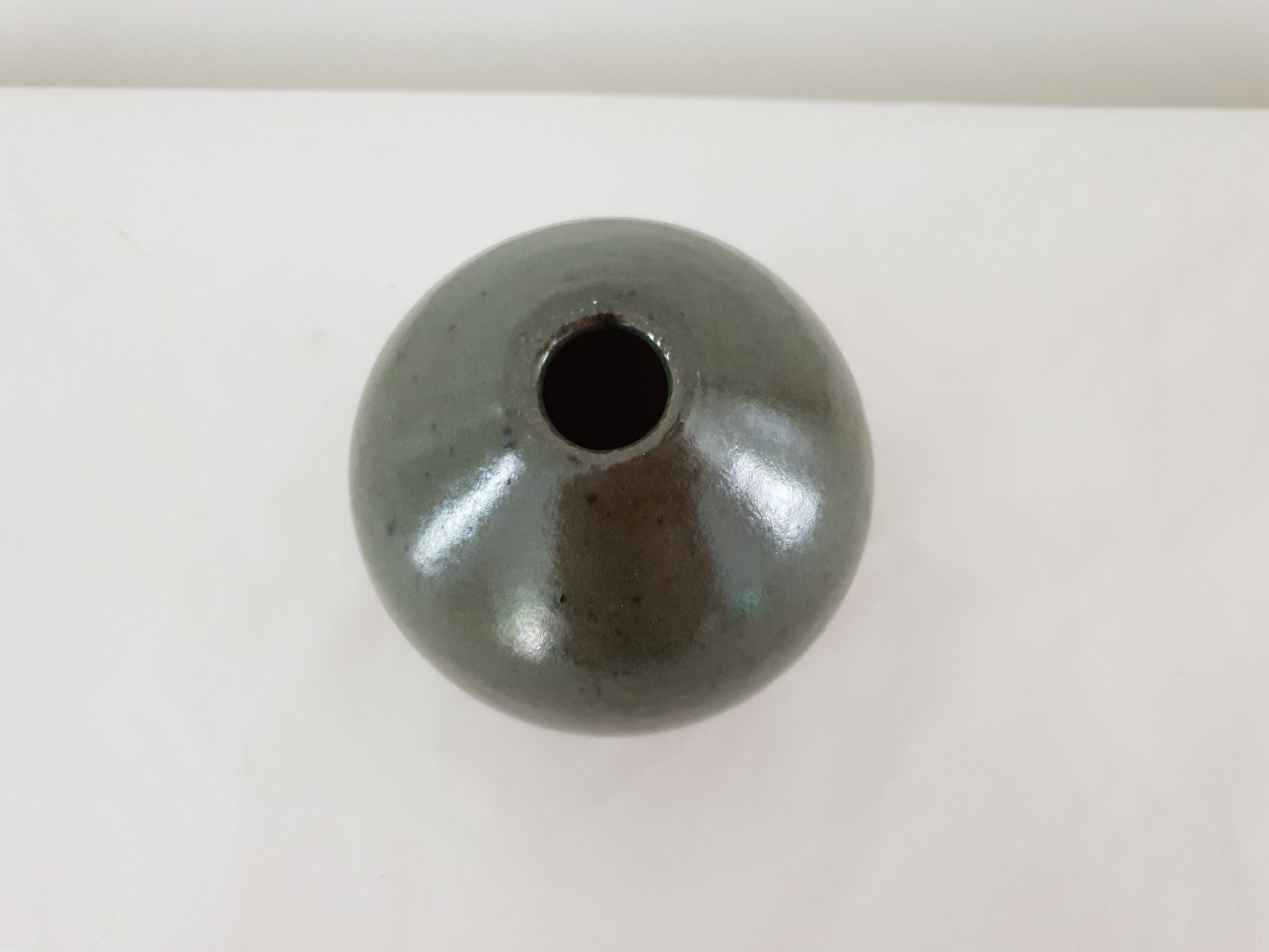 Ovoid soliflore vase in glazed ceramic Signed (Signature to be identified)