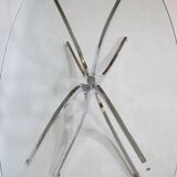 Coffee Table Chrome Spider Legs and Glass 1970s Italy