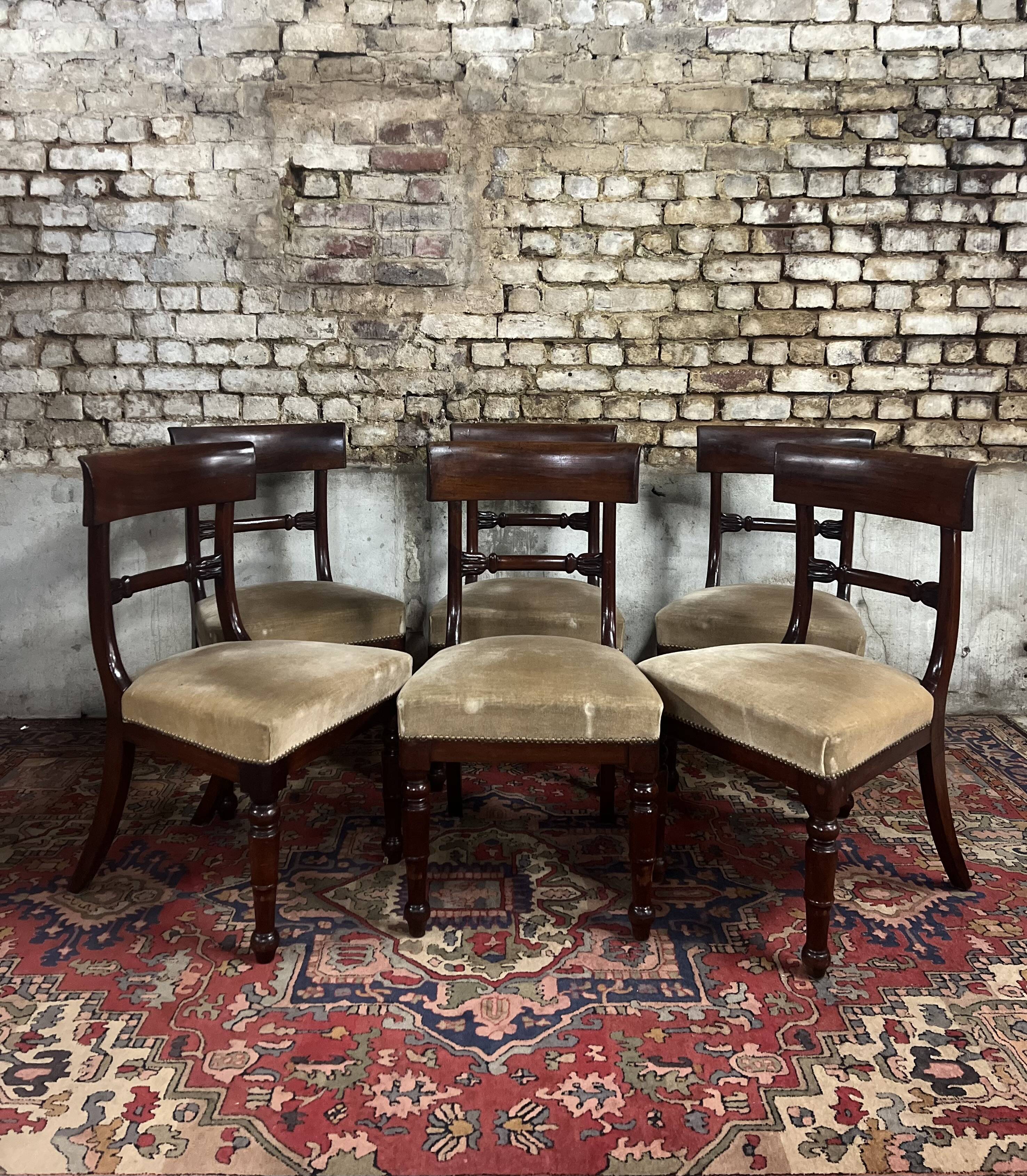 Suite Of Six Mahogany Chairs From The 19th Century Restoration Period