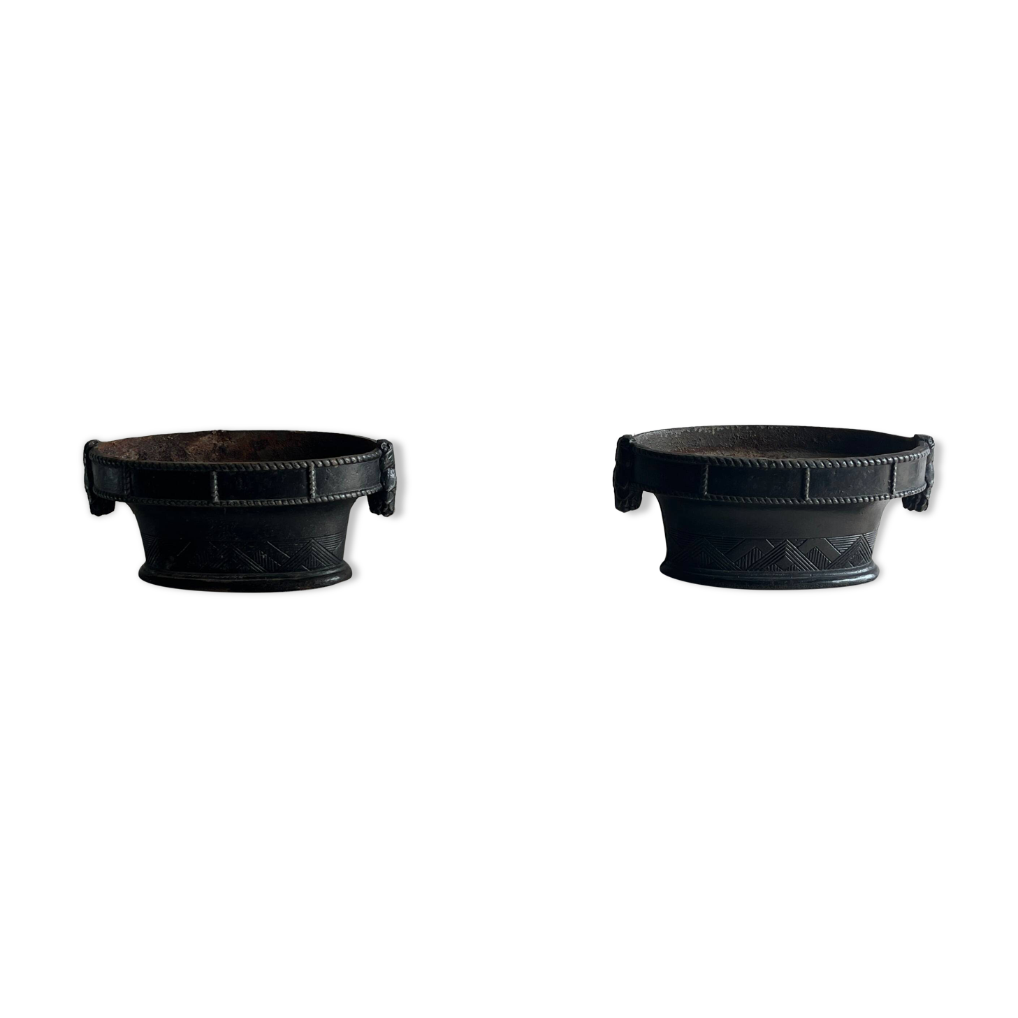 Pair of antique cast iron planters