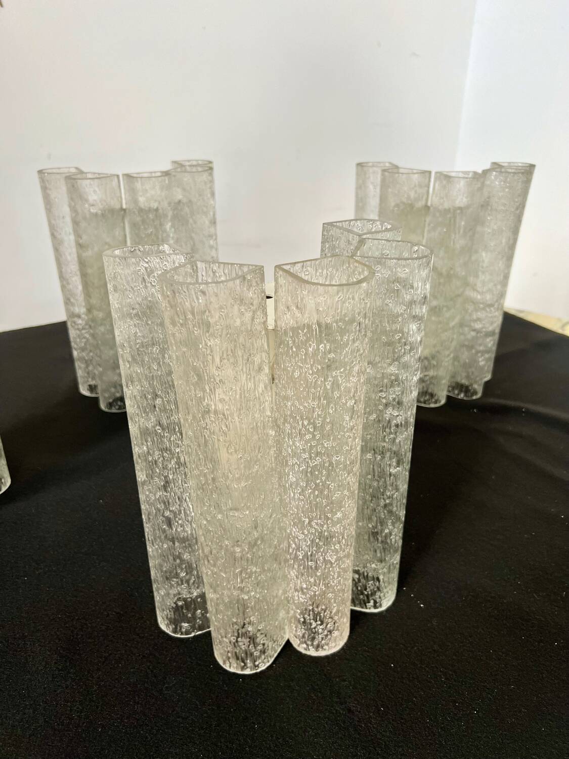 Set of 4 large doria wall lights in glazed glass design from the 60s vintage 3 lights