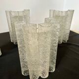 Set of 4 large doria wall lights in glazed glass design from the 60s vintage 3 lights