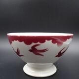 Saarland Digoin's Faience Bowl - Red Swallow Decoration - 1940