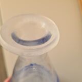 Conical glass vase/carafe blown with a blue spiral decoration.