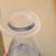 Vase/Carafe conique en verre
soufflé à décor de spirale bleue