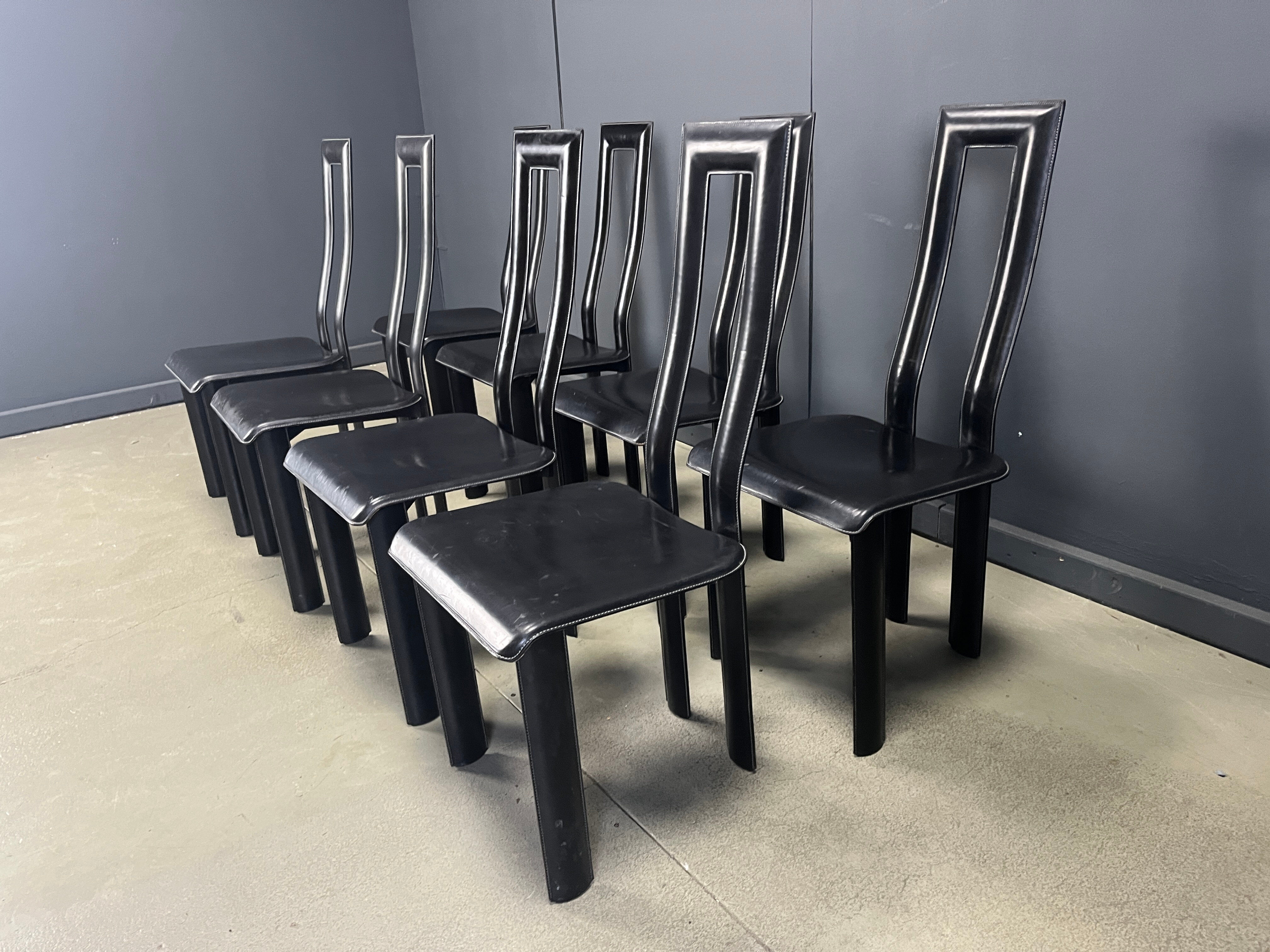 Italian Model Regia Dining Chairs by Antonello Mosca for Ycami, 1980s, Set of 8