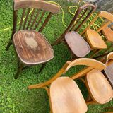 Lot of 16 mismatched bistro chairs