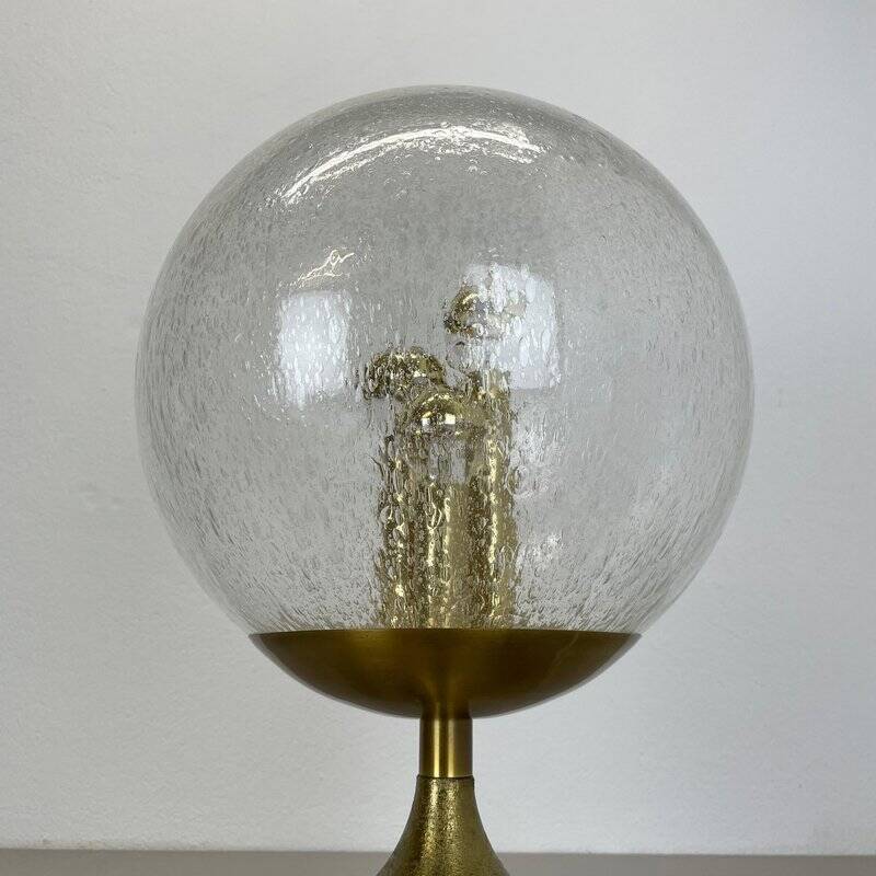 Large Hollywood Regency brass globe table lamp, Italy 1970s