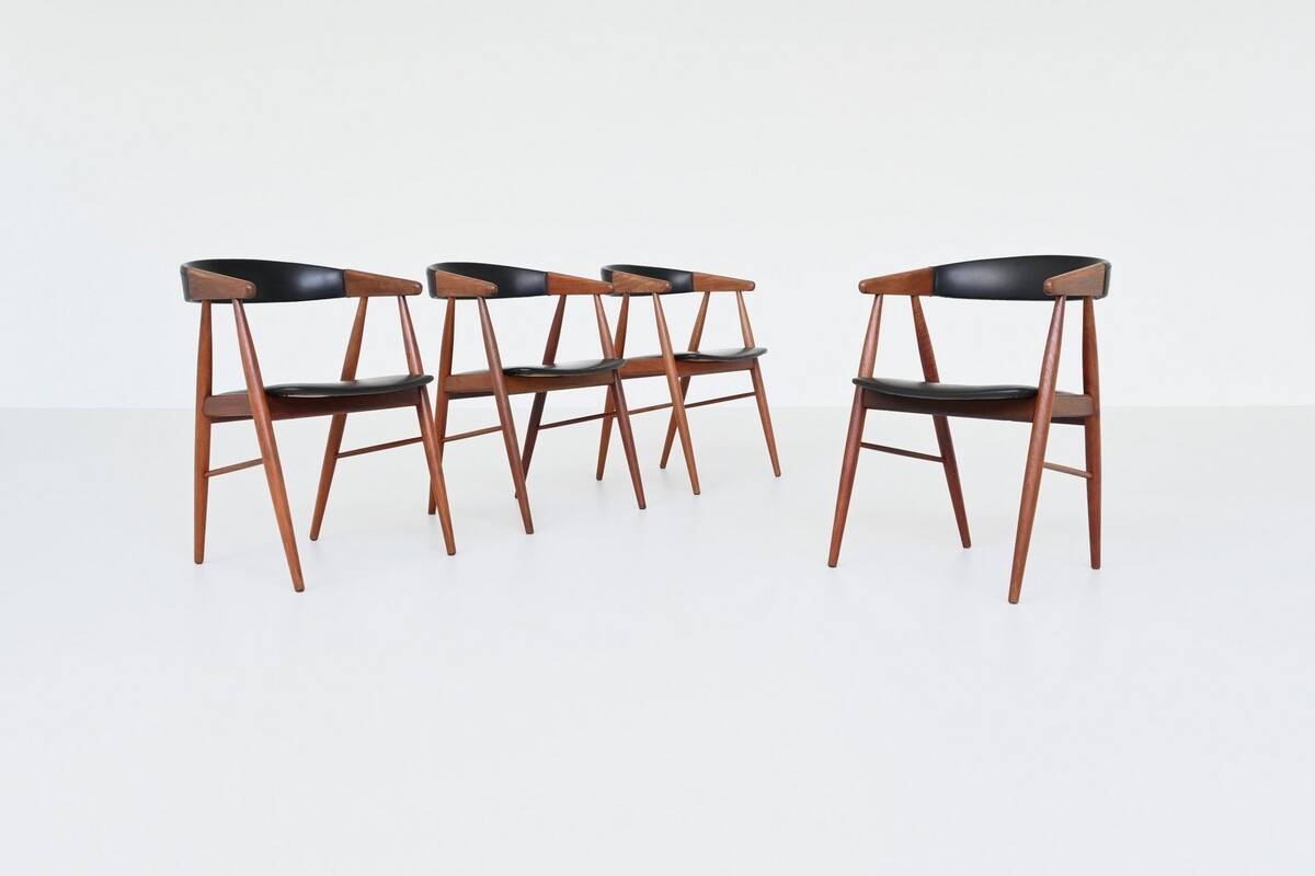 Teak chairs by Aksel Bender Madsen and Ejnar Larsen, Denmark 1960.