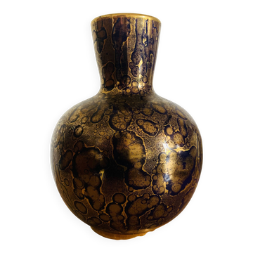 Vase en porcelaine bleu et or, Jean Mazeaud & Faverot, Ateliers JMF Sèvres