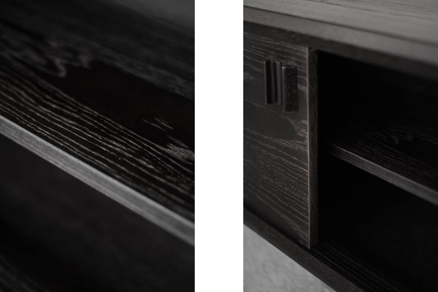 Vintage Mid-Century Scandinavian Modern Dark Oak Sideboard & Wooden Handles