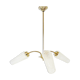 Old 3-branched chandelier, brass and chiseled glass tubes, 60s