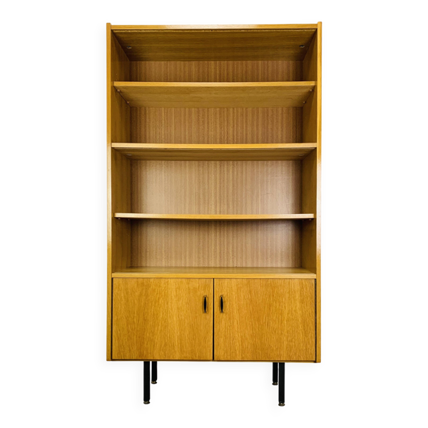 Etagère bibliothèque moderniste des années 50, chêne clair, vintage