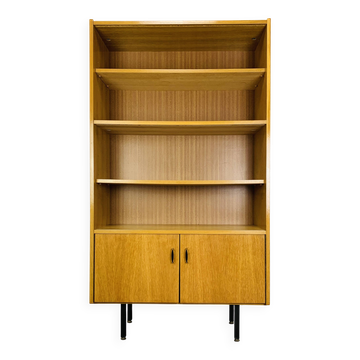 Etagère bibliothèque moderniste des années 50, chêne clair, vintage