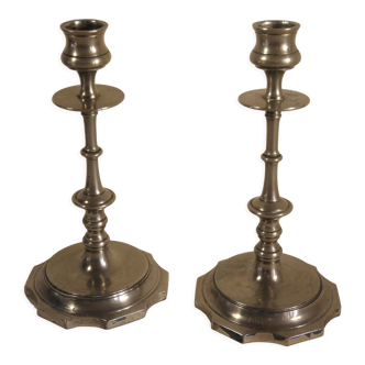 Two candlesticks in silver metal