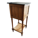 Table de chevet ancienne en bois avec plateau en marbre
