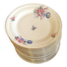 12 Dessert plates “pink and blue flower decor”