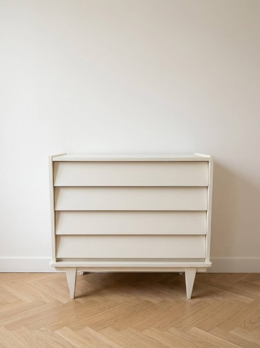 Commode années 70 repeinte en bois blanc