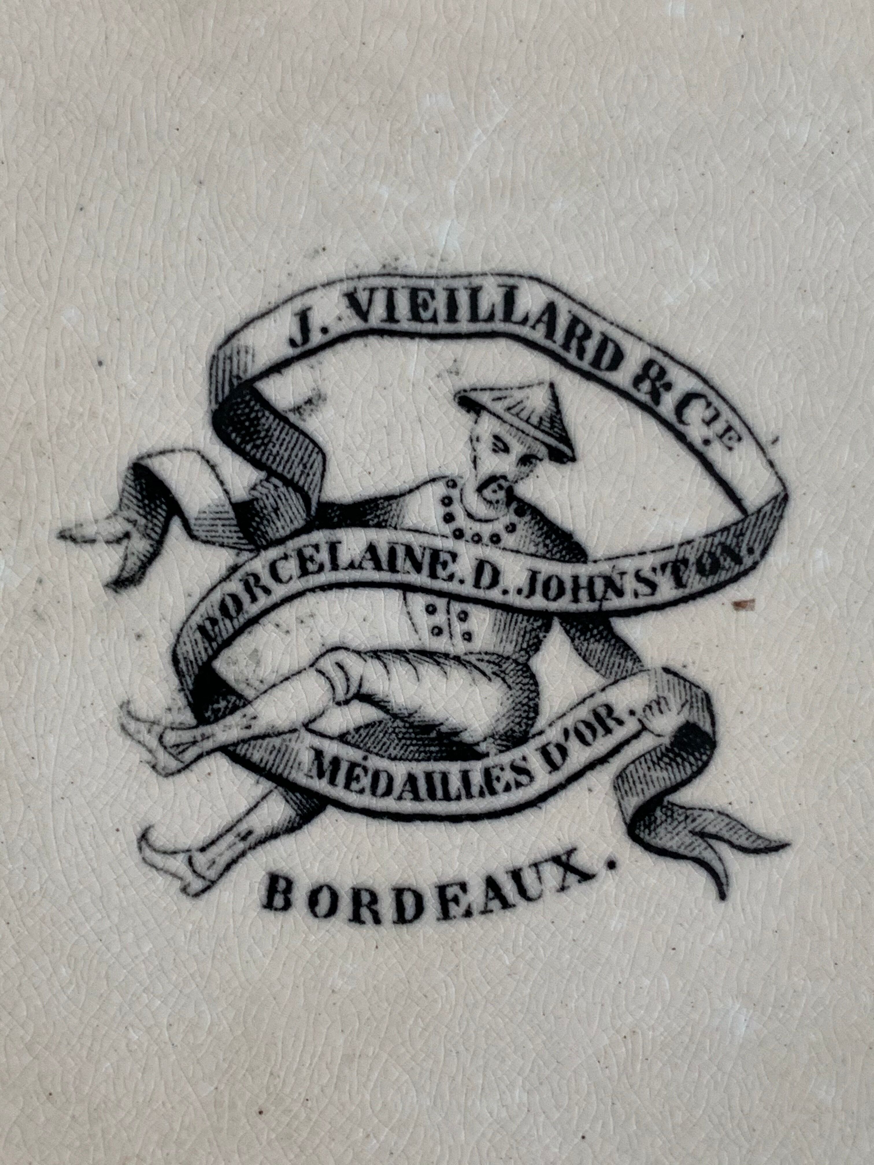 6 old dessert plates Old and Johnston Bordeaux 19th century Médoc and its castles