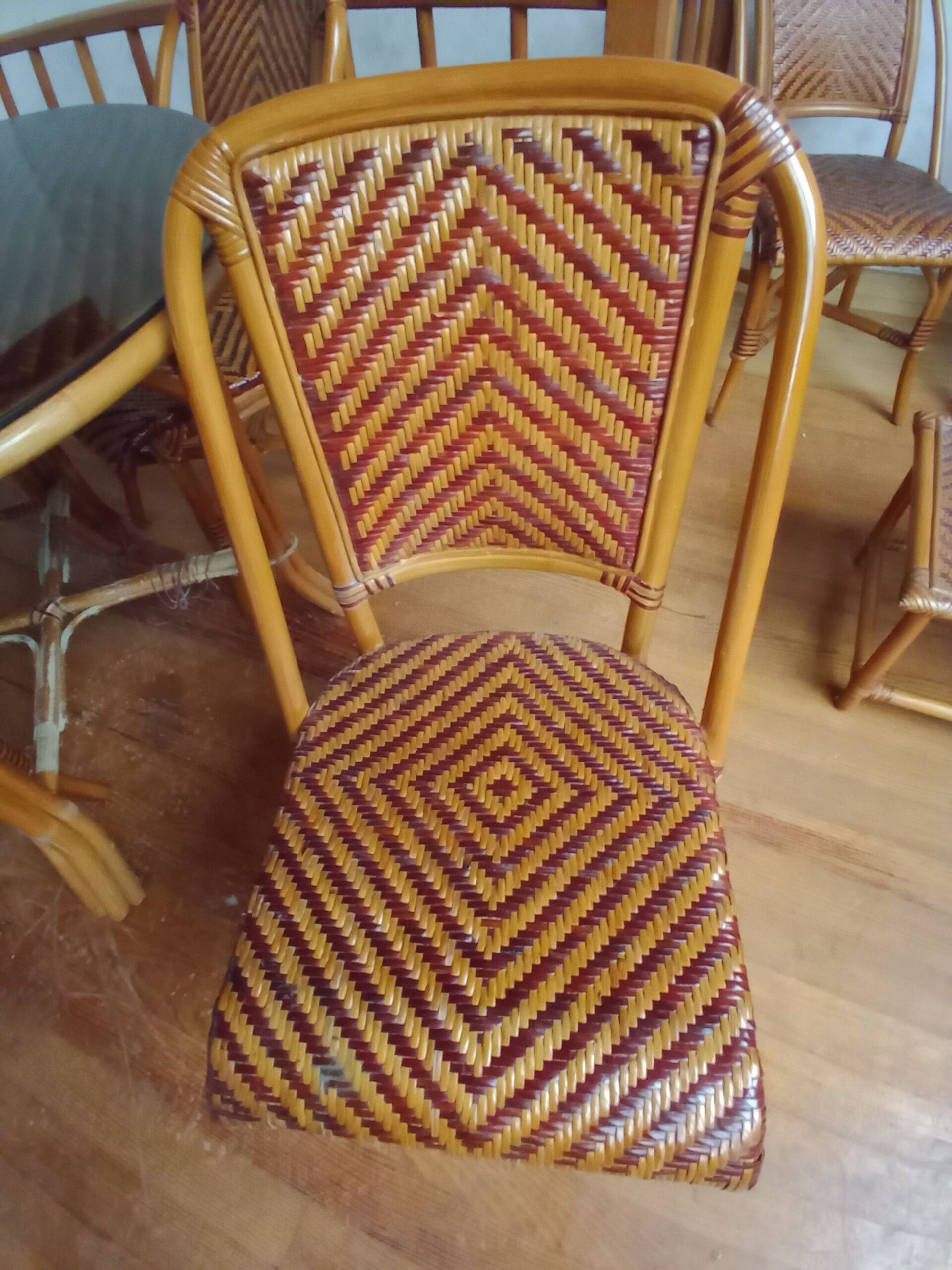 Rattan table and four chairs