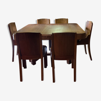 1930s art deco dining room (2 buffets, 1 table and 6 chairs)