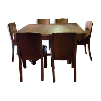 Table and 6 art deco chairs from the 1930s