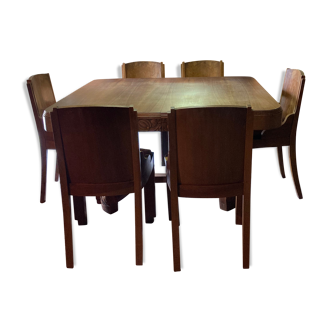 1930s art deco dining room (2 buffets, 1 table and 6 chairs)