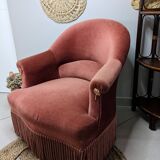 Fauteuil crapaud velours rose