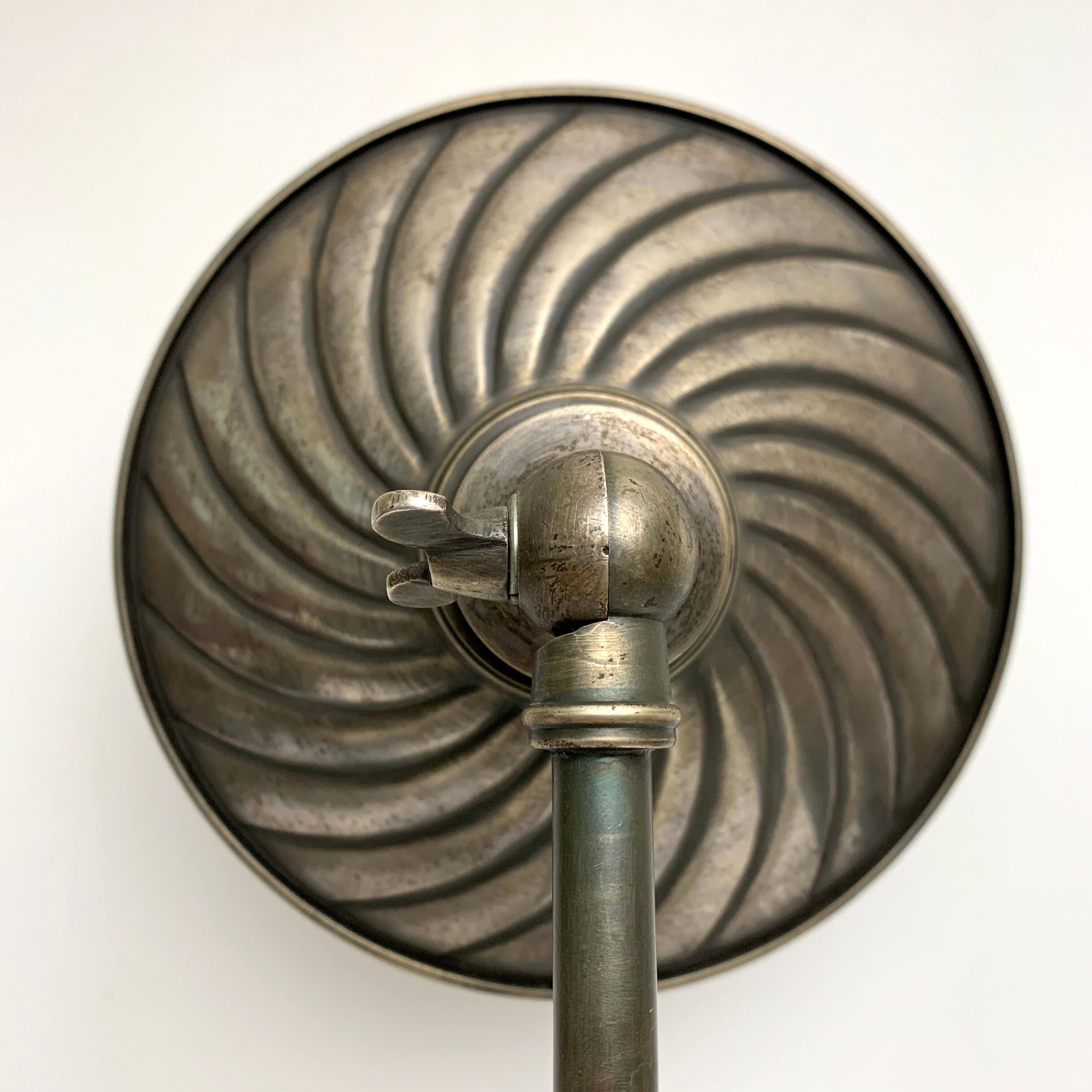 Gooseneck wall lamp old style silver metal patinated