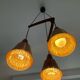 Scandinavian Boomerang chandelier from the 60s in teak, metal and glass