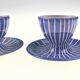 Ensemble de 2 coquetiers en céramique Vallauris bleu par Robert Picault 1950