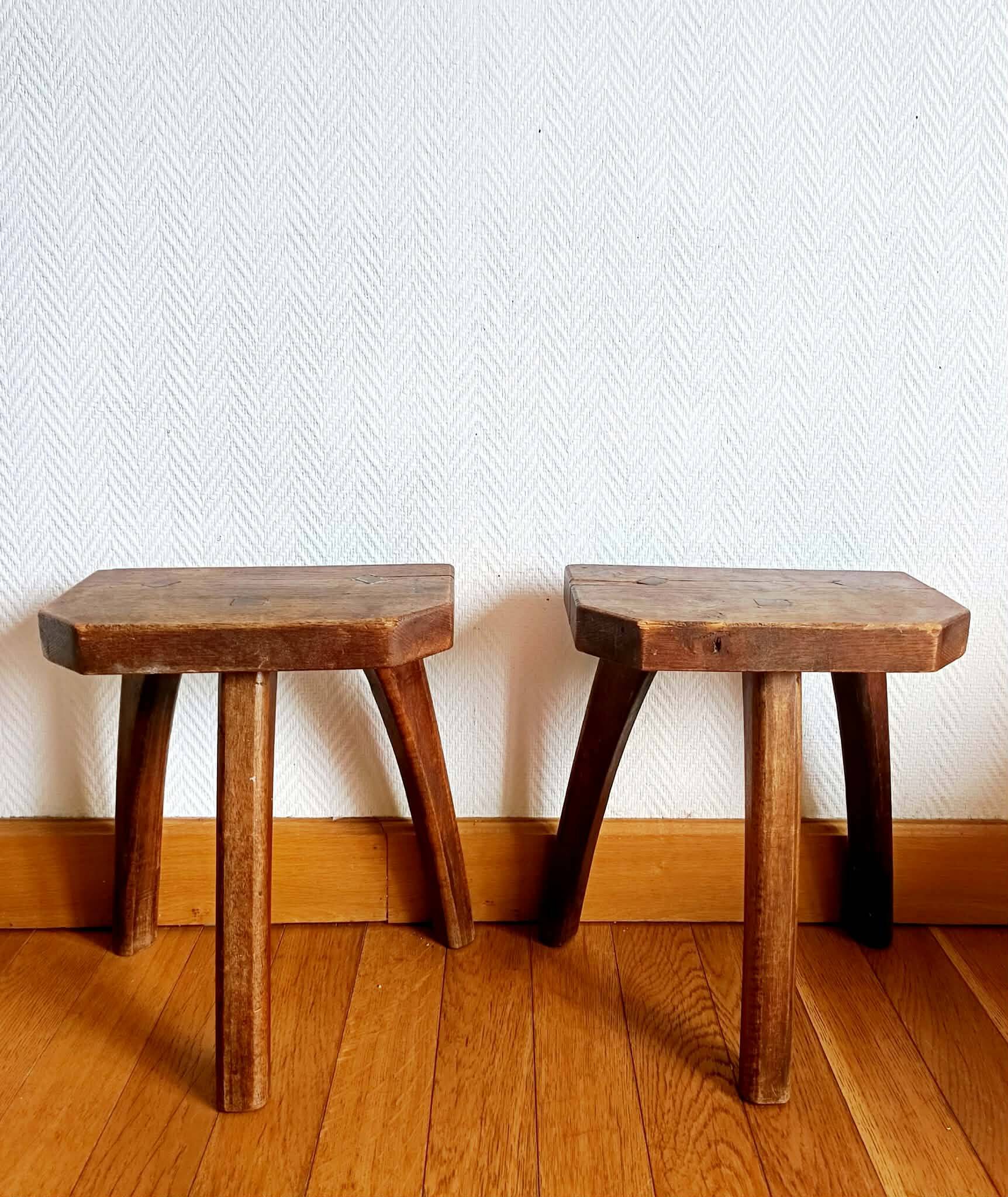 Pair of vintage brutalist stools
