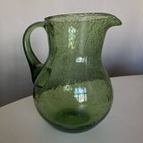 1960s Biot green bubble glass pitcher 1.5L