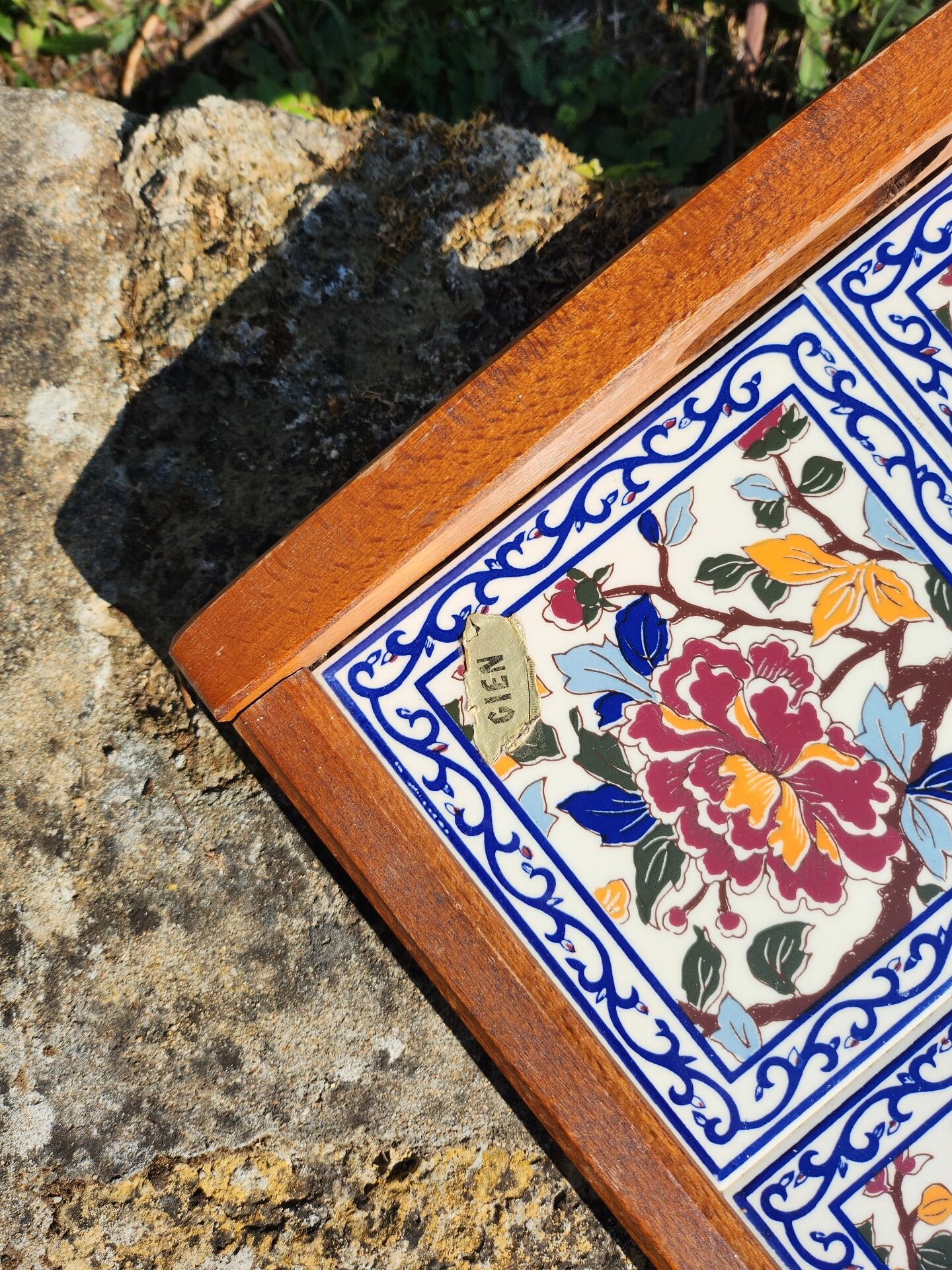 Large Gien peony platter