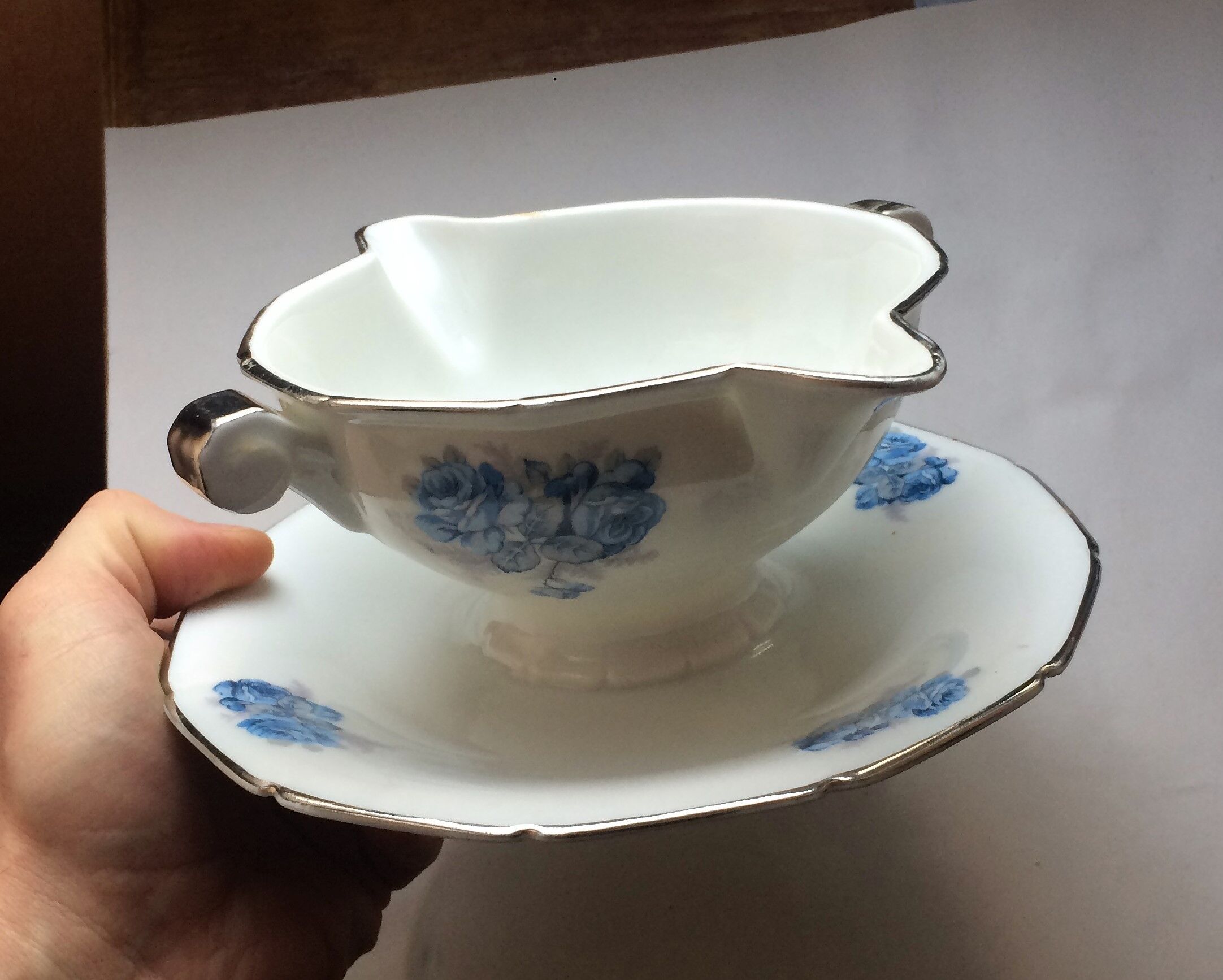 Old porcelain sauciere from Sologne Maison Lamotte
