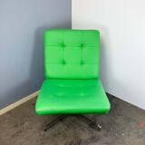 Swivel easy chair, chrome and faux leather, Vintage from the 70s