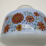 Vintage pendant lamp in seventies screen-printed opaline